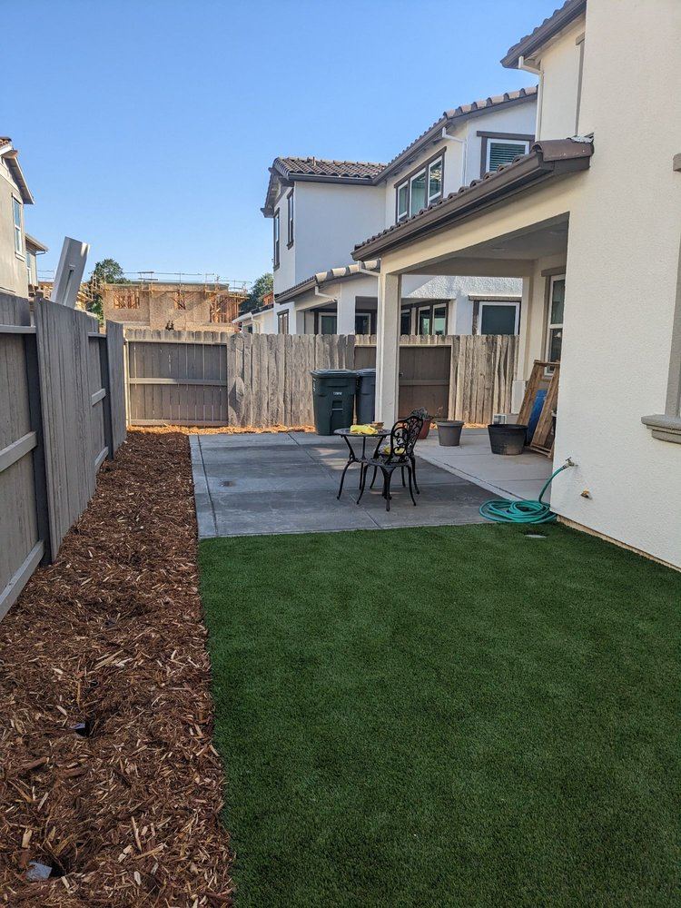 Elk Grove backyard turf and concrete install