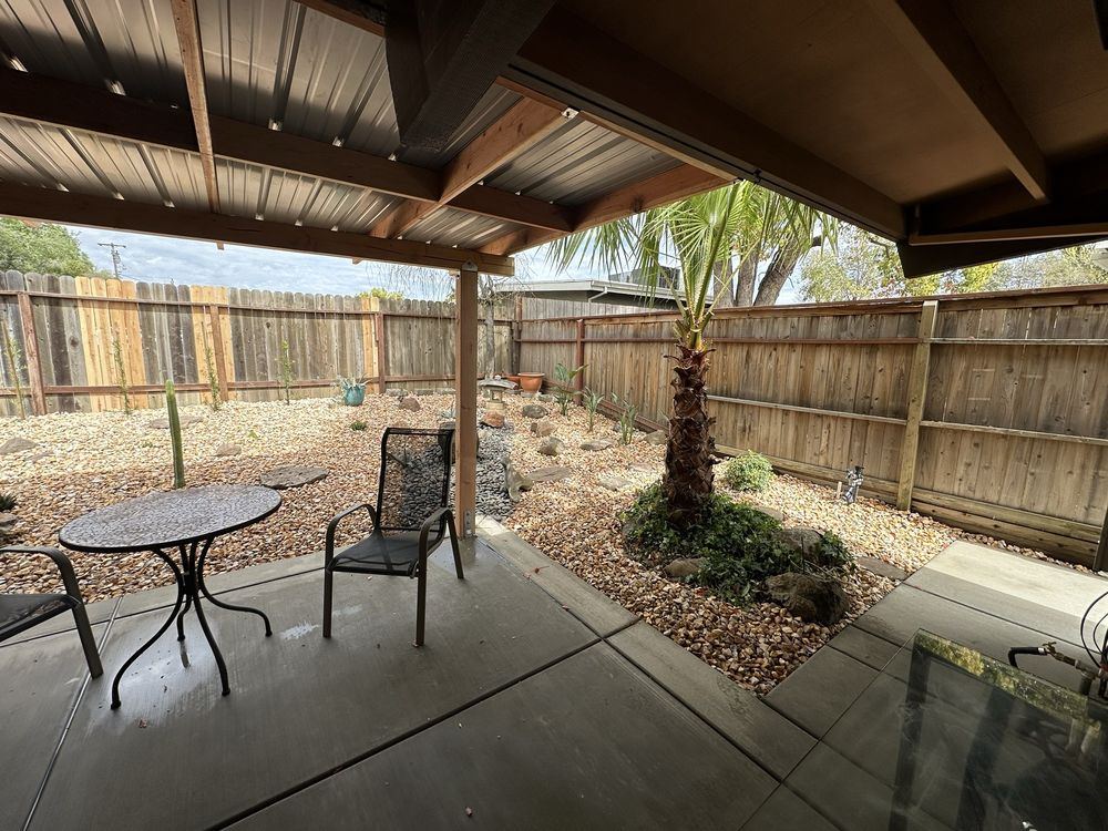 Sacramento backyard turf and concrete install